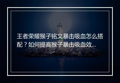 王者荣耀猴子铭文暴击吸血怎么搭配?如何提高猴子暴击吸血效果?